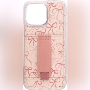 LIKE NEW Walli Rosy Ribbons iPhone 13 Pro Phone Case, Pink Bow Print, Pink Loop